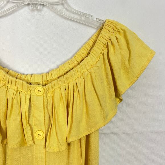 Forever 21 Linen Blend Off-Shoulder Button Down Dress - Picture 4 of 13